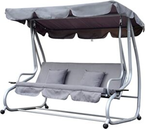 Outsunny Schaukelstuhl 3-Sitzer Hollywoodschaukel Gartenschaukel mit Sitz- und Rückenlehnen Tablett Sitzbank Schwingbank Dachwinkel verstellbar…