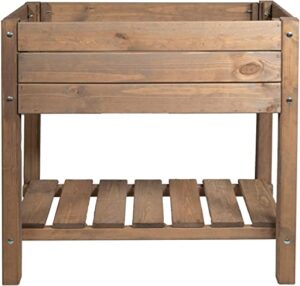 mgc24 Hochbeet Massiv S – Kiefernholz Braun rechteckig für Garten/Terrasse/Balkon – 79 x 40 x 78 cm